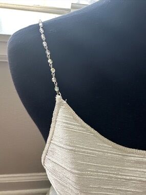 Papillon Blanc Shimmery Ribbed Knit Top in Light Champagne